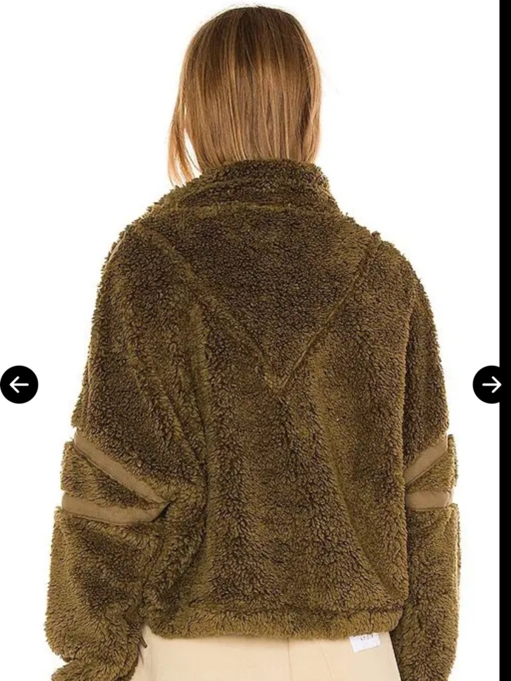 Free People Cropped Sherpa Fleece Pullover Army Green 1/4 Zip Cozy FP - Picture 4 of 8